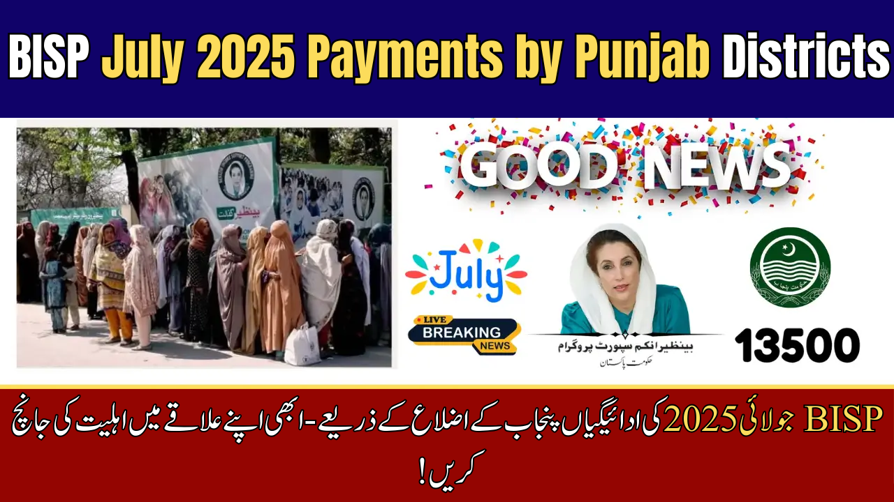 BISP July 2025 Payments by Punjab Districts